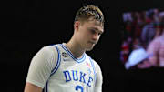 Duke Blue Devils forward Cooper Flagg walks off the court after losing to the Houston Cougars in the 2025 NCAA Tournament.