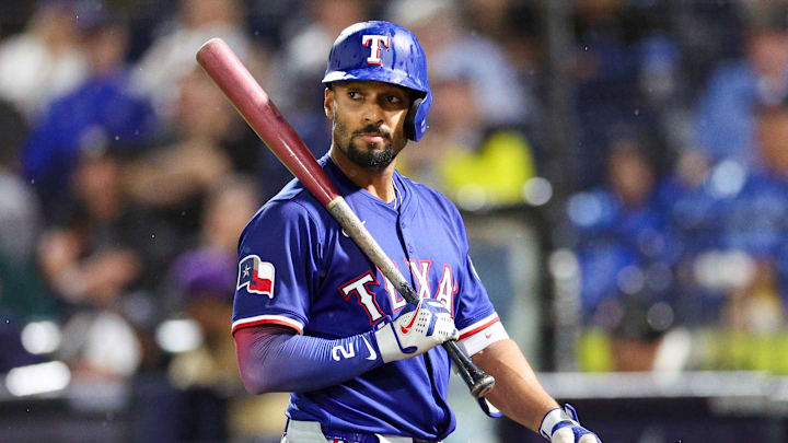 Jun 3, 2025; Tampa, Florida, USA; Texas Rangers second baseman Marcus Semien (2) reacts after striking out against the Tampa Bay Rays in the fifth inning at George M. Steinbrenner Field. Jun 3, 2025; Tampa, Florida, USA; Texas Rangers second baseman Marcus Semien (2) reacts after striking out against the Tampa Bay Rays in the fifth inning at George M. Steinbrenner Field.