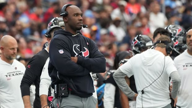 Nov 2, 2025; Houston, Texas, USA; Houston Texans head coach DeMeco Ryans during the second half against the Denver Broncos at