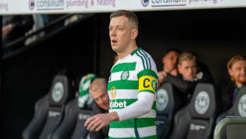 St Mirren Park, Paisley, Renfrewshire, Scotland, Scottish Premiership Football, St Mirren versus Celtic; Callum McGregor of Celtic leads his side out