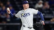 Sep 17, 2025; Tampa, Florida, USA; Tampa Bay Rays pitcher Pete Fairbanks (29) throws a pitch against the Toronto Blue Jays in the ninth inning at George M. Steinbrenner Field. 