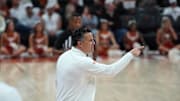 Texas Longhorns head coach Sean Miller calls to teammates during the second half against the Southern University Jaguars at Moody Center. 