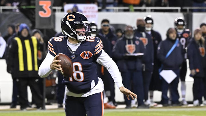 Bears quarterback Caleb Williams completed 24-of-48 passes for 361 yards and two touchdowns in Chicago's win over Green Bay on Saturday night.