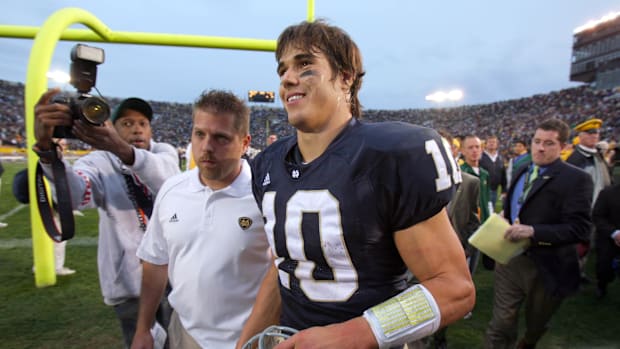Brady Quinn after leading Notre Dame to a comeback victory over UCLA in 200