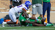Boise State defensive back Sherrod Smith gets called for pass interference.