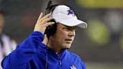 Sep 20, 2018; Philadelphia, PA, USA; Tulsa Golden Hurricane head coach Phillip Montgomery looks on from the side lines against the Temple Owls during the second half at Lincoln Financial Field. Mandatory Credit: Derik Hamilton-Imagn Images