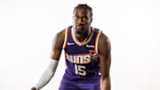 Sep 24, 2025; Phoenix, AZ, USA; Phoenix Suns center Mark Williams (15) poses for portrait during Media Day at PHX Arena. Mandatory Credit: Mark J. Rebilas-Imagn Images