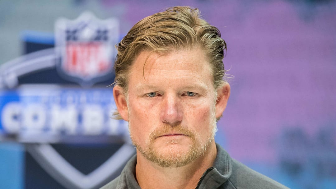 Feb 25, 2020; Indianapolis, Indiana, USA; Los Angeles Rams general manager Les Snead speaks to the media during the 2020 NFL Combine in the Indianapolis Convention Center. Mandatory Credit: Trevor Ruszkowski-Imagn Images