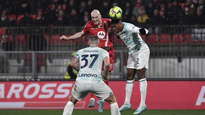 Luca Caldirola of AC Monza causes the own goal of 2-2 by... Luca Caldirola of AC Monza causes the own goal of 2-2 by...