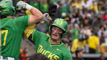 The Big Ten race comes down to one series as the Ducks travel to Iowa for three games beginning Thursday, needing a sweep to overtake the Hawkeyes while scoreboard watching in hopes Northwestern can take one of three from UCLA. Mason Neville leads the NCAA in home runs with 26.