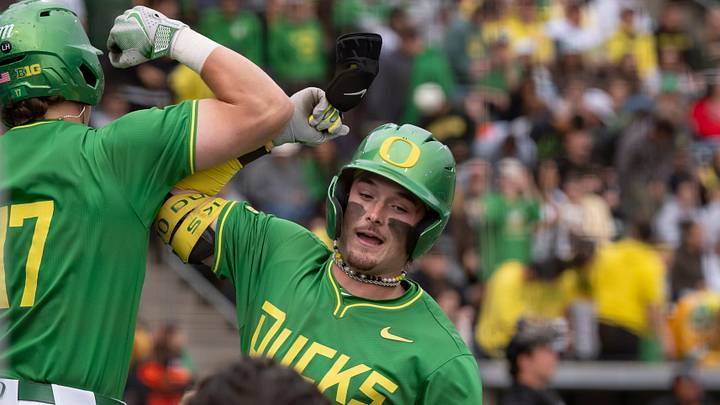 The Big Ten race comes down to one series as the Ducks travel to Iowa for three games beginning Thursday, needing a sweep to overtake the Hawkeyes while scoreboard watching in hopes Northwestern can take one of three from UCLA. Mason Neville leads the NCAA in home runs with 26.