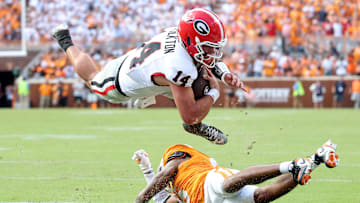 Gunner Stockton leaping for touchdown vs. Tennessee