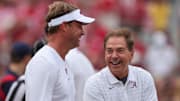 Nick Saban gives advice to Lane Kiffin as rumors abound the Ole Miss coach could leave for LSU or Florida.