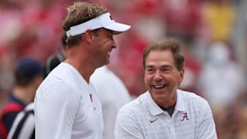 Nick Saban gives advice to Lane Kiffin as rumors abound the Ole Miss coach could leave for LSU or Florida.
