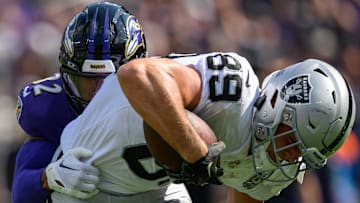 Las Vegas Raiders tight end Brock Bowers. Mandatory Credit: Reggie Hildred-Imagn Images
