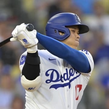  Los Angeles Dodgers designated hitter Shohei Ohtani (17) at bat in the third inning against the Los Angeles Angels at Dodger Stadium on June 21.