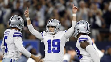 Sep 18, 2022; Arlington, Texas, USA;  Dallas Cowboys place kicker Brett Maher (19) and punter Bryan