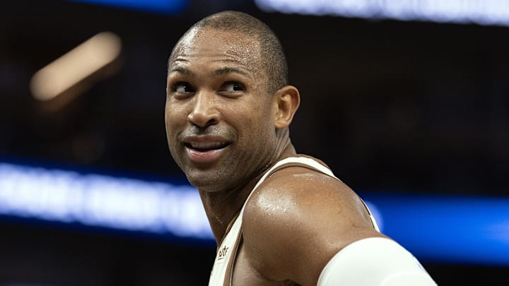 Mar 2, 2026; San Francisco, California, USA; Golden State Warriors center Al Horford (20) looks back at the Los Angeles Clippers bench in response to some good-natured ribbing during the third quarter at Chase Center. Mandatory Credit: D. Ross Cameron-Imagn Images