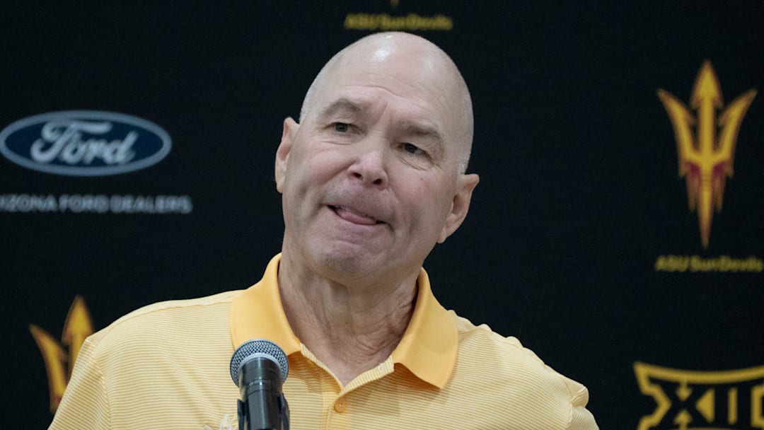 Randy Bennett answers questions during a press conference at the Weatherup Center, in Tempe on May 7, 2026.
