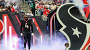 Nov 9, 2025; Houston, Texas, USA; Houston Texans cornerback Kamari Lassiter (4) takes the field prior to a game against the Jacksonville Jaguars at NRG Stadium. Mandatory Credit: Thomas Shea-Imagn Images