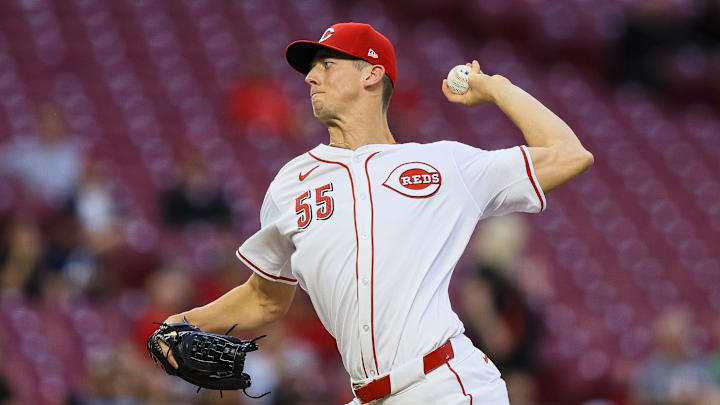 Cincinnati Reds starting pitcher Brandon Williamson (55) pitches