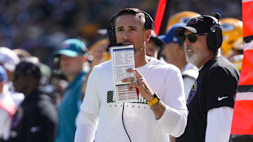Sep 29, 2024; Green Bay, Wisconsin, USA;  Green Bay Packers head coach Matt LaFleur during the third quarter against the Minnesota Vikings at Lambeau Field. Mandatory Credit: Jeff Hanisch-Imagn Images