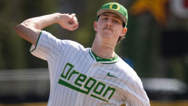 Jason Reitz struck out 14 through six innings, but a four-run 4th  meant the Ducks had to bear down against Utah Valley at the Eugene Regional.