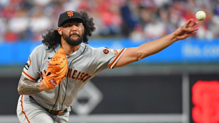 Aug 21, 2023; Philadelphia, Pennsylvania, USA; San Francisco Giants relief pitcher Sean Manaea (52)