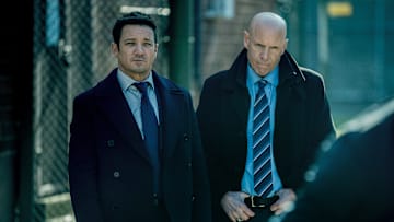 Jeremy Renner as Mike McLusky and Hugh Dillon as Ian in Mayor of Kingstown episode 8, season 4, streaming on Paramount+, 2025