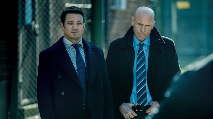 Jeremy Renner as Mike McLusky and Hugh Dillon as Ian in Mayor of Kingstown episode 8, season 4, streaming on Paramount+, 2025