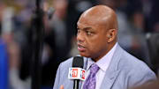 Jun 12, 2024; Dallas, Texas, USA; NBA TV analyst Charles Barkley talks on set before game three of the 2024 NBA Finals between the Boston Celtics and the Dallas Mavericks at American Airlines Center. 