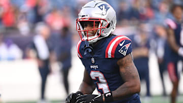 Aug 15, 2024; Foxborough, MA, USA; New England Patriots wide receiver DeMario Douglas (3) warms up before a game against the Philadelphia Eagles at Gillette Stadium. Mandatory Credit: Eric Canha-Imagn Images