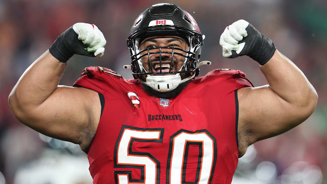 Jan 15, 2024; Tampa, Florida, USA; Tampa Bay Buccaneers defensive tackle Vita Vea (50) Mandatory Credit: Nathan Ray Seebeck-Imagn Images Jan 15, 2024; Tampa, Florida, USA; Tampa Bay Buccaneers defensive tackle Vita Vea (50) Mandatory Credit: Nathan Ray Seebeck-Imagn Images