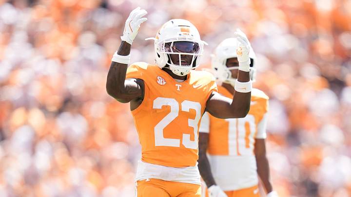 Tennessee defensive back Boo Carter (23) tries to pump up the crowd during a college football game between Tennessee and UAB at Neyland Stadium in Knoxville, Tenn., on Sept. 20, 2025.