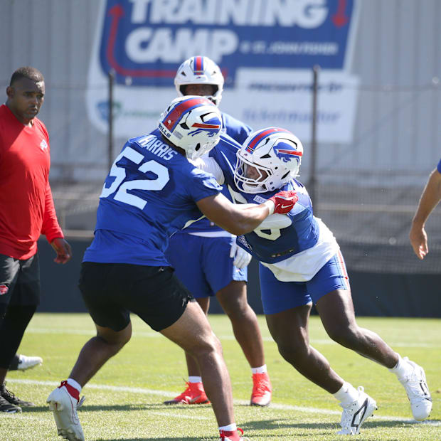 defensive edge Paris Shand, right, locks up with Hayden Harris