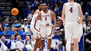 Alabama guard Chris Youngblood (8) reacts after he was fouled by Kentucky during the second half of a Southeastern Conference tournament quarterfinal game at Bridgestone Arena in Nashville, Tenn., Friday, March 14, 2025.