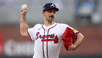 Jun 3, 2025; Atlanta, Georgia, USA; Atlanta Braves starting pitcher Spencer Strider (99) throws against the Arizona Diamondbacks in the second inning at Truist Park. Mandatory Credit: Brett Davis-Imagn Images