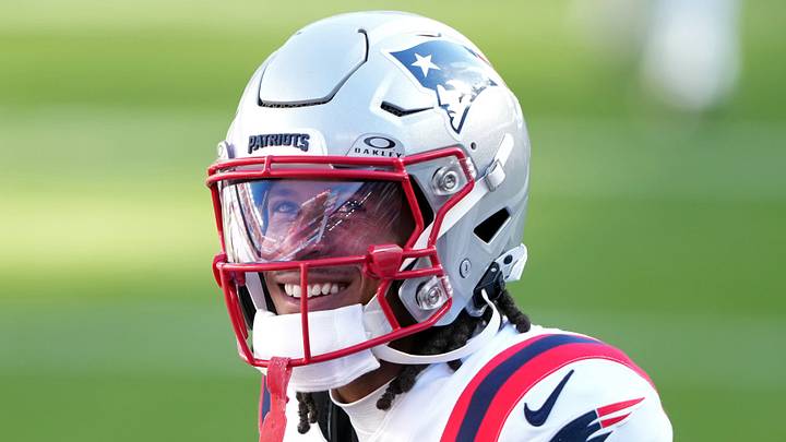 Feb 8, 2026; Santa Clara, CA, USA; New England Patriots wide receiver Kyle Williams (18) before Super Bowl LX against the Seattle Seahawks at Levi's Stadium. Mandatory Credit: Darren Yamashita-Imagn Images
