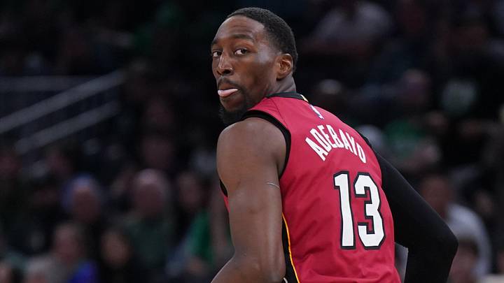 Miami Heat center Bam Adebayo (13) reacts (Mandatory Credit: David Butler II-Imagn Images)
