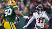 C.J. Gardner-Johnson returns an interceptions against the Green Bay Packers in Sunday's Bears loss.