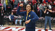 Cal coach Charmin Smith celebrates 
