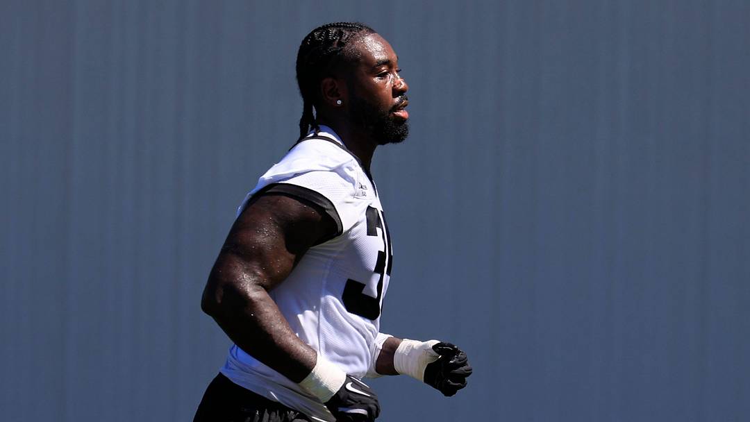 Jacksonville Jaguars linebacker Jalen McLeod (35) sprints during the third day of minicamp at the Miller Electric Center, Thursday, June 11, 2026, in Jacksonville, Fla.