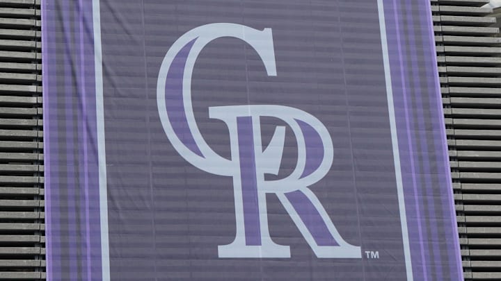 A banner with the Colorado Rockies logo at Estadio Alfredo Harp Helu. A banner with the Colorado Rockies logo at Estadio Alfredo Harp Helu.
