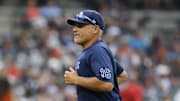 Tampa Bay Rays manager Kevin Cash walks off the field in the seventh inning against the Detroit Tigers at Comerica Park.