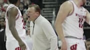 Illinois head coach Underwood argues a call during the first half of their game Tuesday, February 18, 2025 at the Kohl Center in Madison, Wisconsin. 