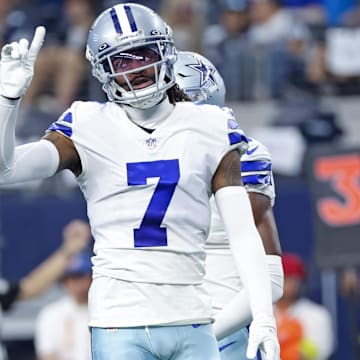 Dallas Cowboys cornerback Trevon Diggs reacts during the first quarter against the Detroit Lions.