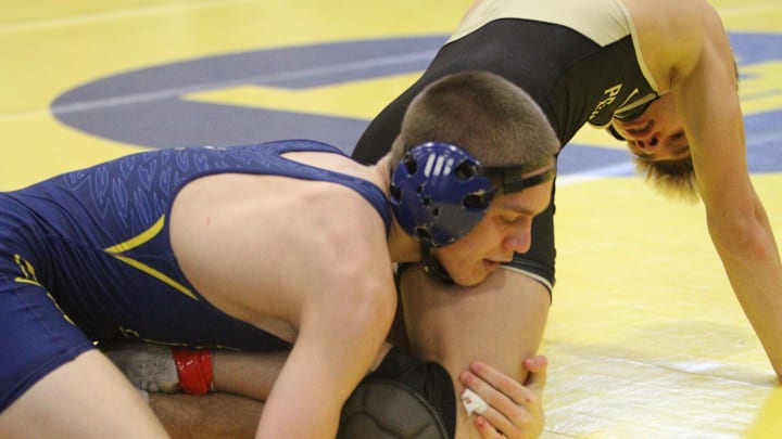 Hartland's James Kosza wrestles during the Grappler Gold Invitational on Saturday, Dec. 6, 2025 at Hartland High School.