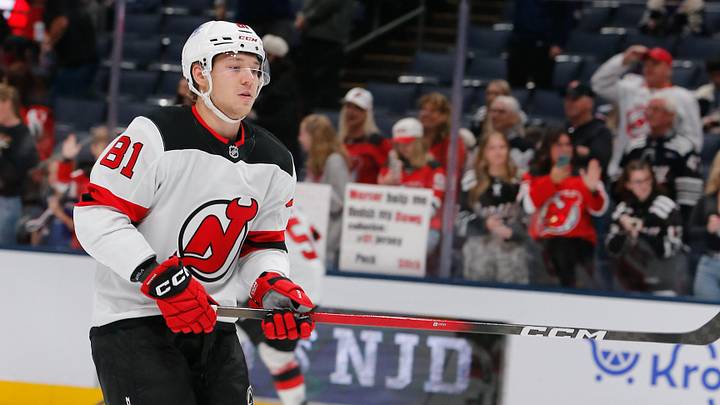 New Jersey Devils right wing Arseny Gritsyuk (81): Russell LaBounty-Imagn Images
