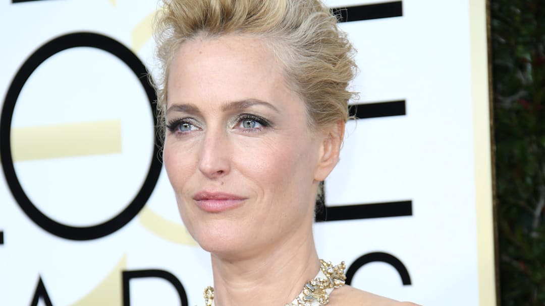 Jan 8, 2017; Beverly Hills, CA, USA; Gillian Anderson arrives for the 74th Golden Globe Awards at Beverly Hilton. Mandatory Credit: Dan MacMedan-USA TODAY NETWORK
