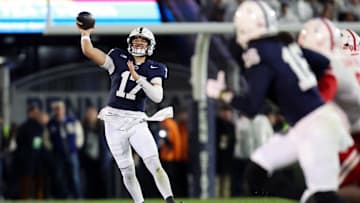 Penn State Nittany Lions quarterback Ethan Grunkemeyer (17) throws a pass during the second quarter against the Nebraska Cornhuskers at Beaver Stadium. 